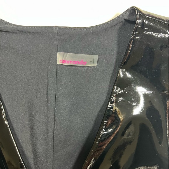 Commando Goth Indie Sleeze Faux Patent Leather Sleeveless Bodysuit Black S - Picture 11 of 16